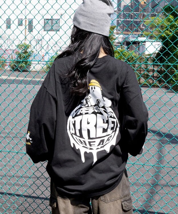 WEGO 【ユニセックス着用ITEM/MLサイズ展開】別注VISIONゴーストグラフィックT（LS） ブラック