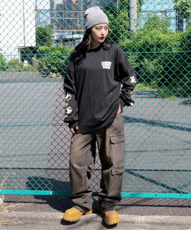 WEGO 【ユニセックス着用ITEM/MLサイズ展開】別注VISIONゴーストグラフィックT（LS） ブラック