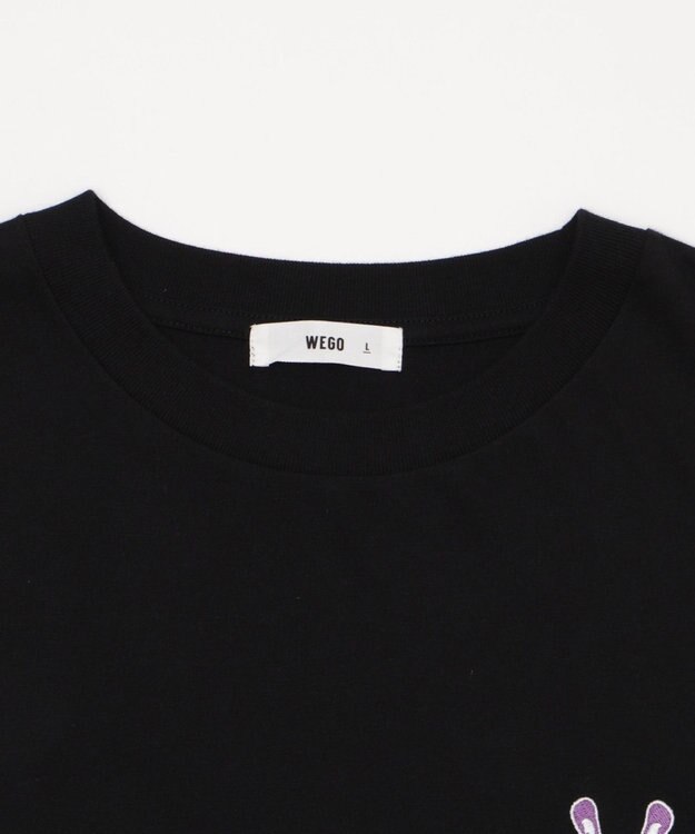 WEGO 【MLサイズ展開/綿100%】グラフィックワンポイントT（SS） ブラック