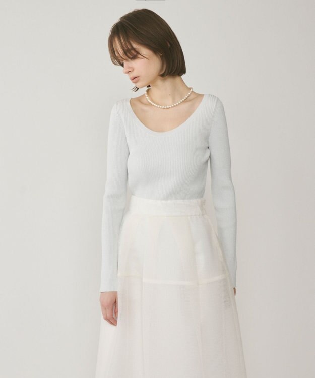 GRACE CONTINENTAL ハイゲージラメニットトップ ホワイト