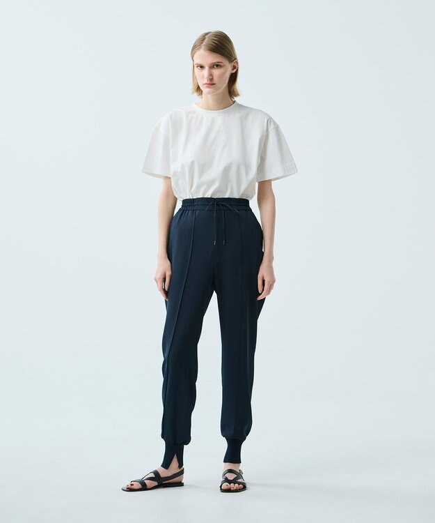 uncrave 【uncrave WHITE】ドレーピーツイル リブパンツ ネイビー