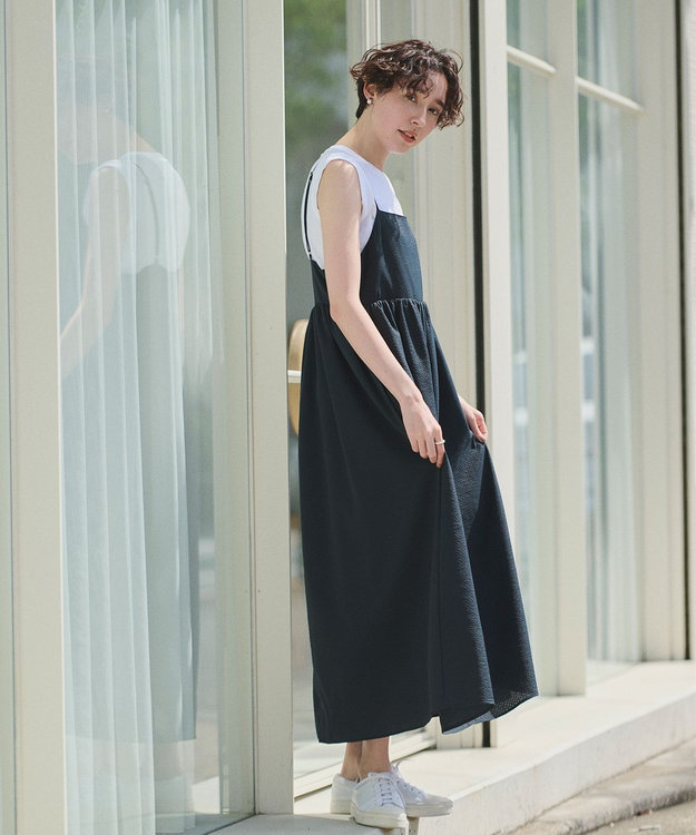 #Newans 【洗える】ボリュームキャミソールドレス ブラック系