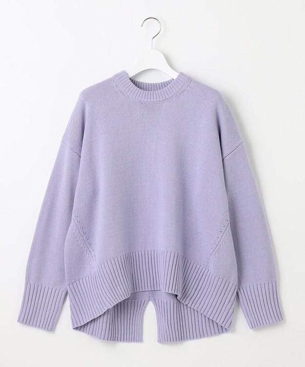 UNFILO 【洗える】スプリングコットンニット バックスリット ラベンダー