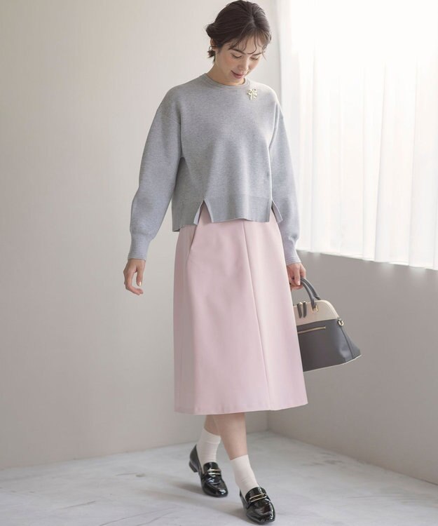 組曲 L スウェットライクニットプルオーバー ライトグレー系