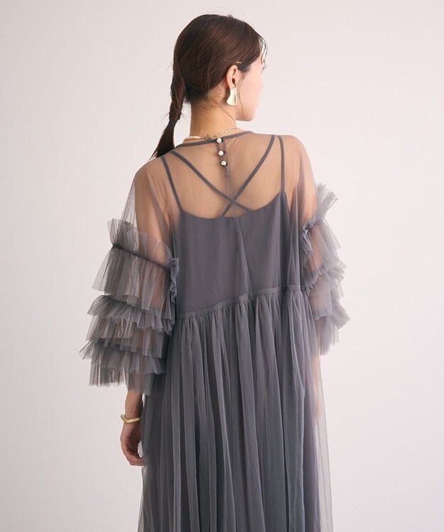 Green Parks ・Ｒａｉｌｍｅ　チュールワンピース（インナーＯＰ付） Charcoal Gray