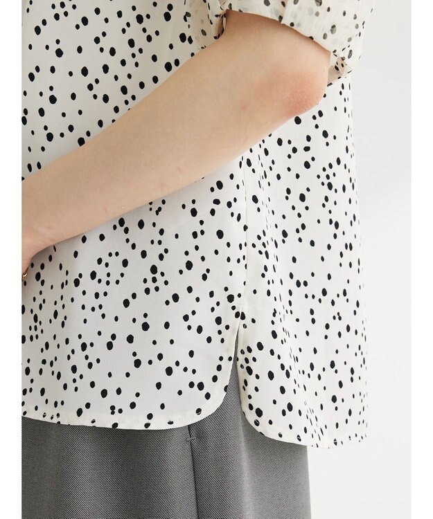 Green Parks 異素材ドットブラウス Light Beige