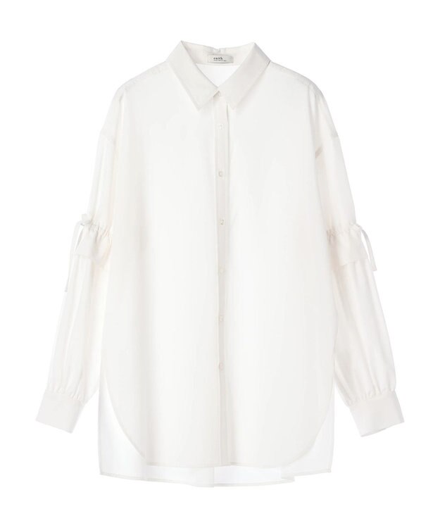 earth music&ecology ギャザースリーブシャツ Off White