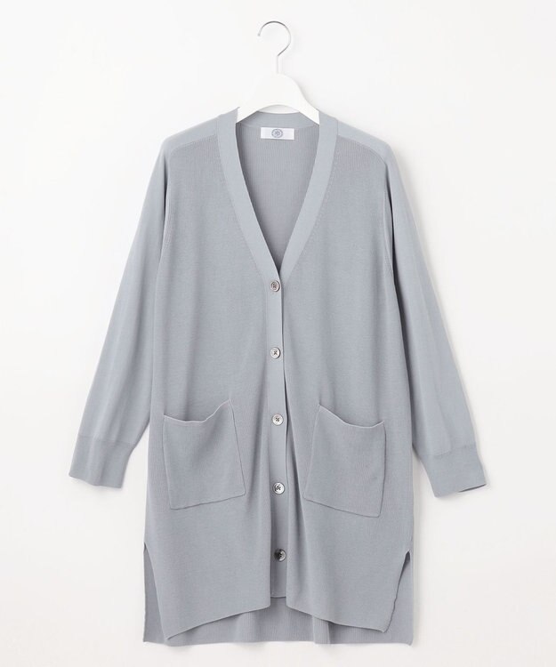 J.PRESS LADIES L 【洗える】COTTON MODAL Vネック カーディガン ダルブルー系