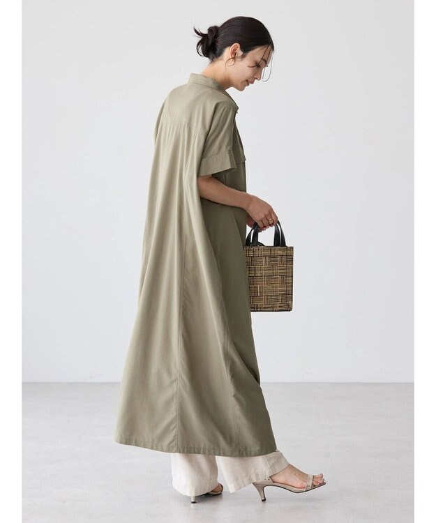 AMERICAN HOLIC 接触冷感＋ＵＶカットＷポケットシャツワンピース Khaki