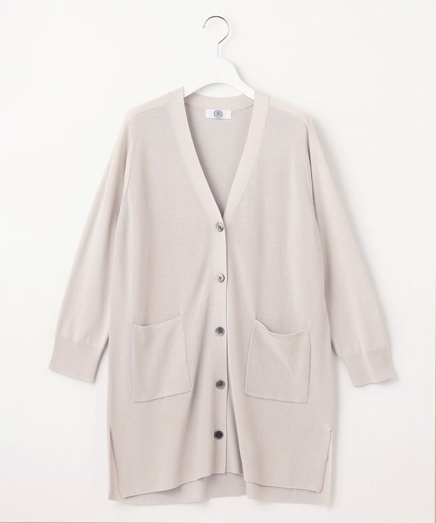 J.PRESS LADIES L 【洗える】COTTON MODAL Vネック カーディガン グレージュ系