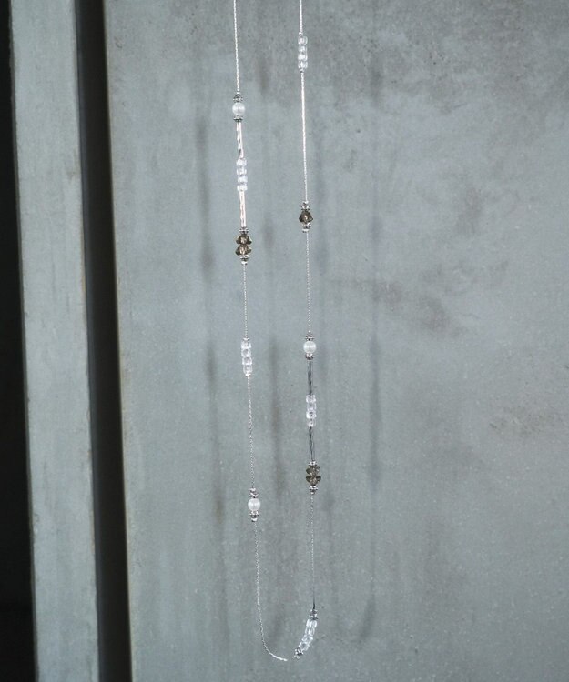 YECCA VECCA ガラスMIXロングネックレス Silver