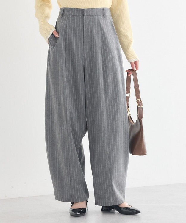 earth music&ecology バルーンパンツ Stripe Gray
