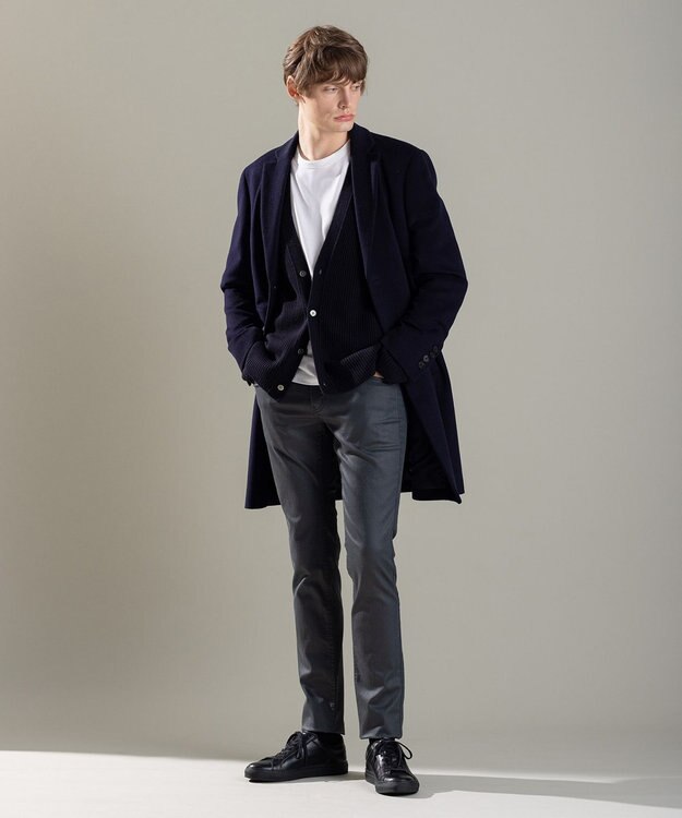 JOSEPH HOMME グロッシーウール　チェスターコート ネイビー系