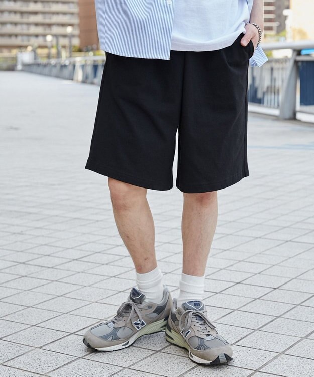 WEGO 【ウエストゴム】ヘビーウェイトカットイージーショーツ ブラック