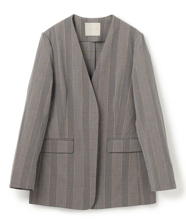 UNFILO TENNEN TOUCH ノーカラージャケット [NEW]チェック