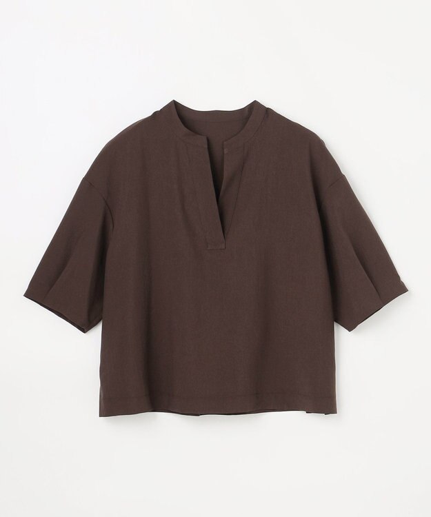 ANY 楽映えスキッパーブラウス ブラウン