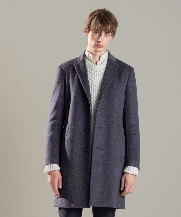 JOSEPH HOMME グロッシーウール　チェスターコート グレー系
