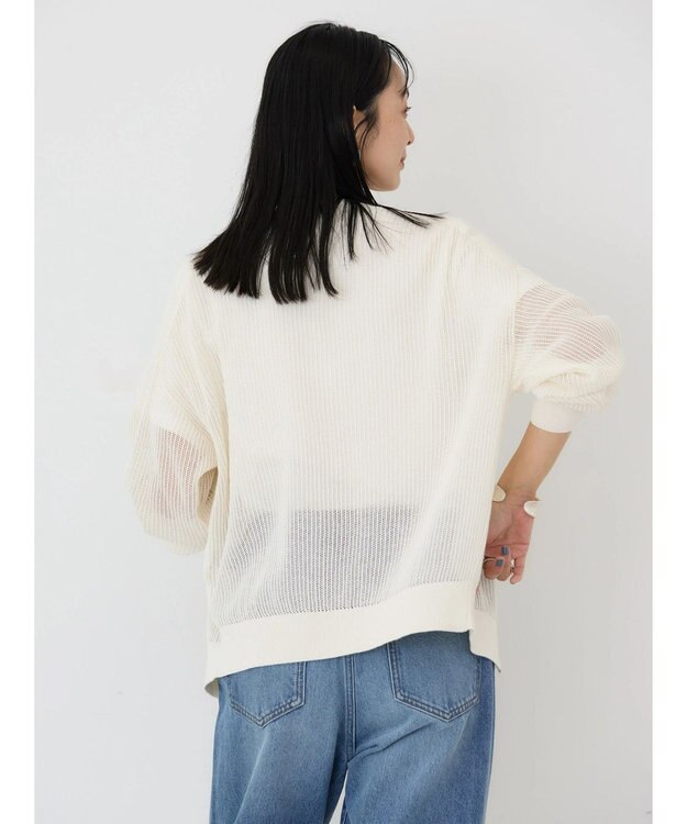 AMERICAN HOLIC メッシュＶネックニットカーディガン Off White