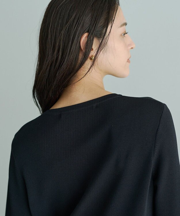 YECCA VECCA パール釦ラッフルカーディガン Black