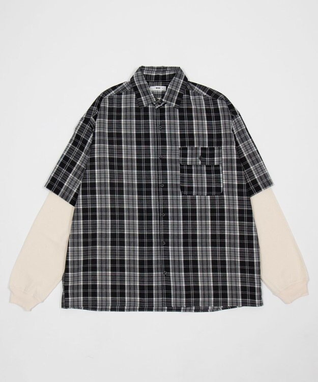 WEGO 【ユニセックス着用ITEM】アンサンブルチェックシャツ（LS） ブラックチェック1