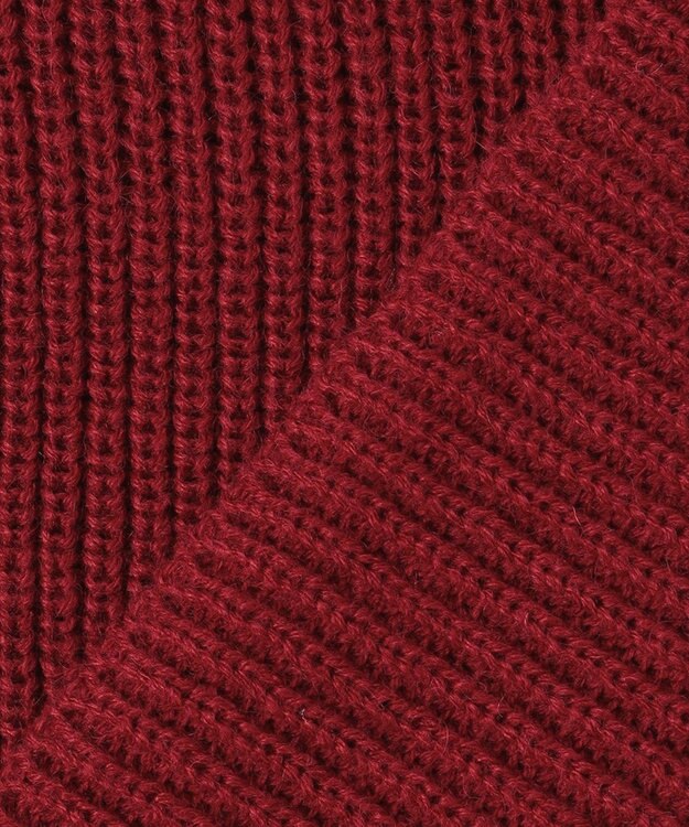 ANY ウールブレンドバルキーニット Vネック ボルドー