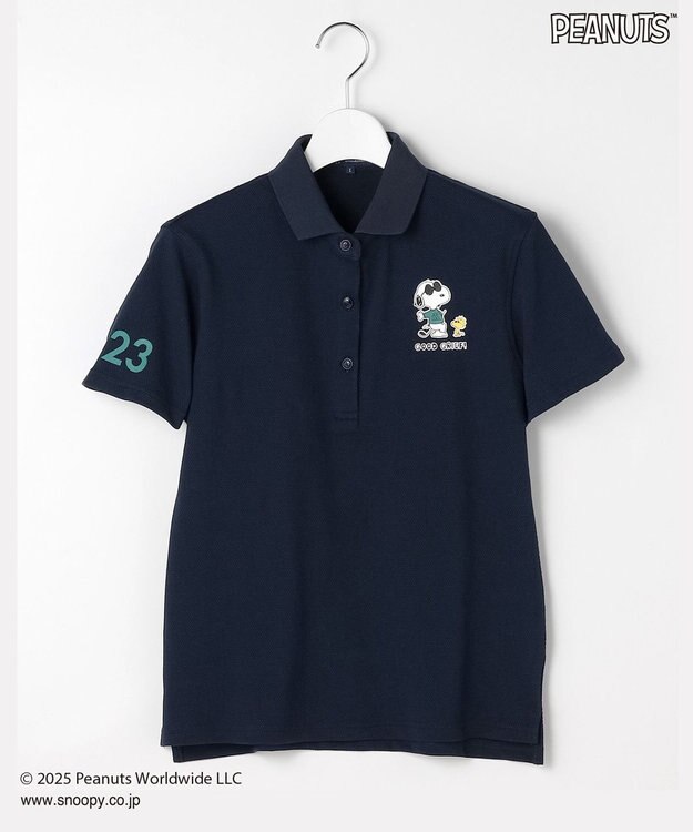 23区GOLF 【WOMEN】『PEANUTS』コラボ　「JOE COOL」半袖ポロシャツ ネイビー系
