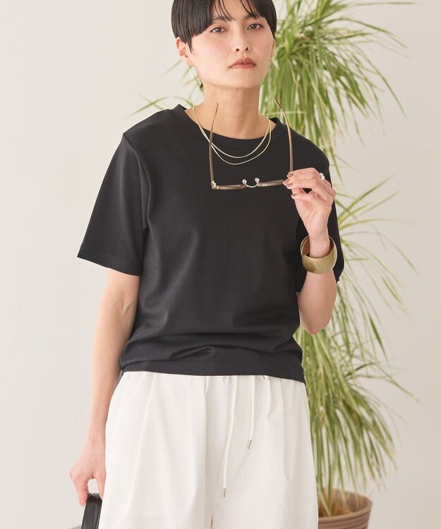 AMERICAN HOLIC きれいめコットンベーシックＴシャツ（５分袖） Black