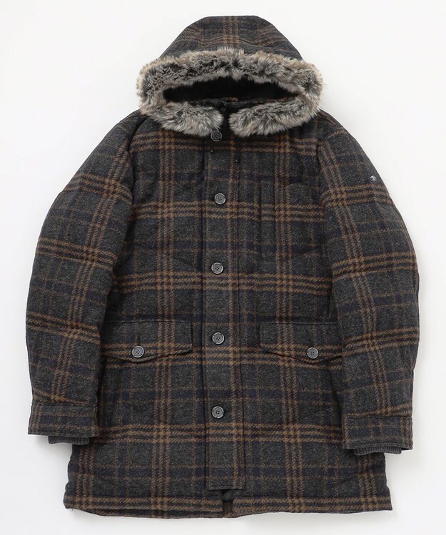 JOSEPH ABBOUD MOUNTAIN 【イタリア素材/ECOファー/9ポケット/ダウン】スライバーチェックダウン コート グレー系4