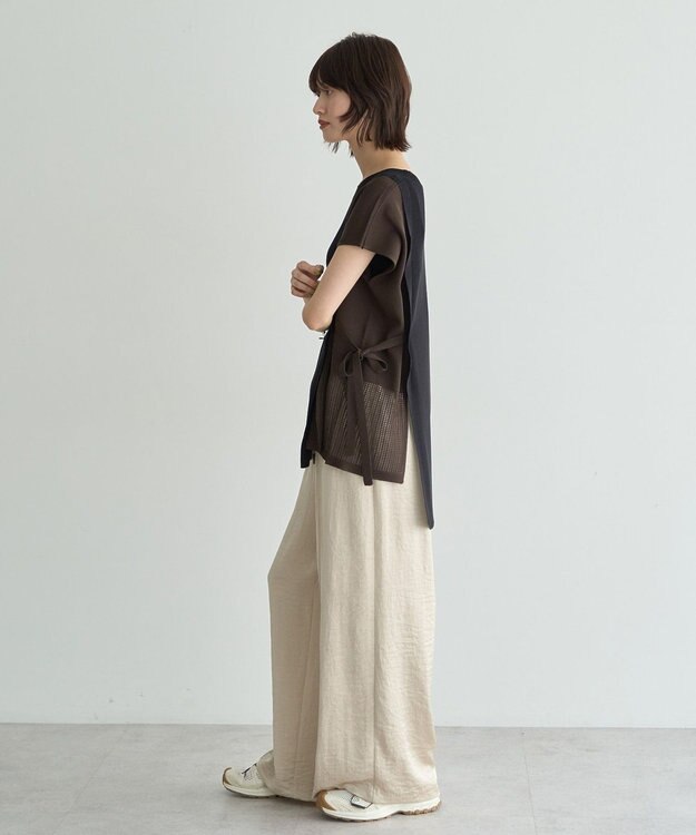 YECCA VECCA メッシュ編みレイヤードニット Green