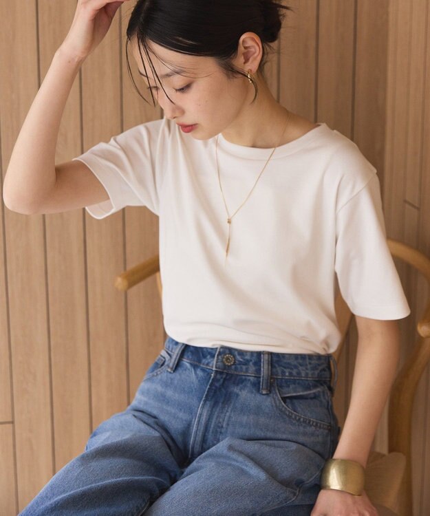 AMERICAN HOLIC きれいめコットンベーシックＴシャツ（５分袖） Off White