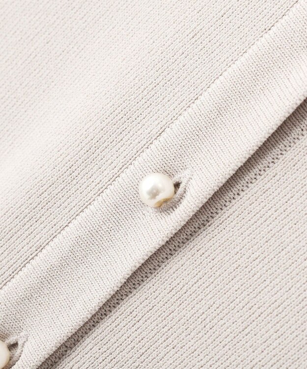 YECCA VECCA パール釦ラッフルカーディガン Gray Beige