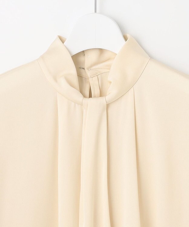 自由区 L 【洗える/UVケア/吸放湿性】シルクストレッチ ハイネックブラウス ベージュ系