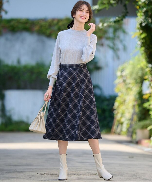 ANY SIS 【洗える】カシミヤブレンドパフ袖 ニット ライトグレー