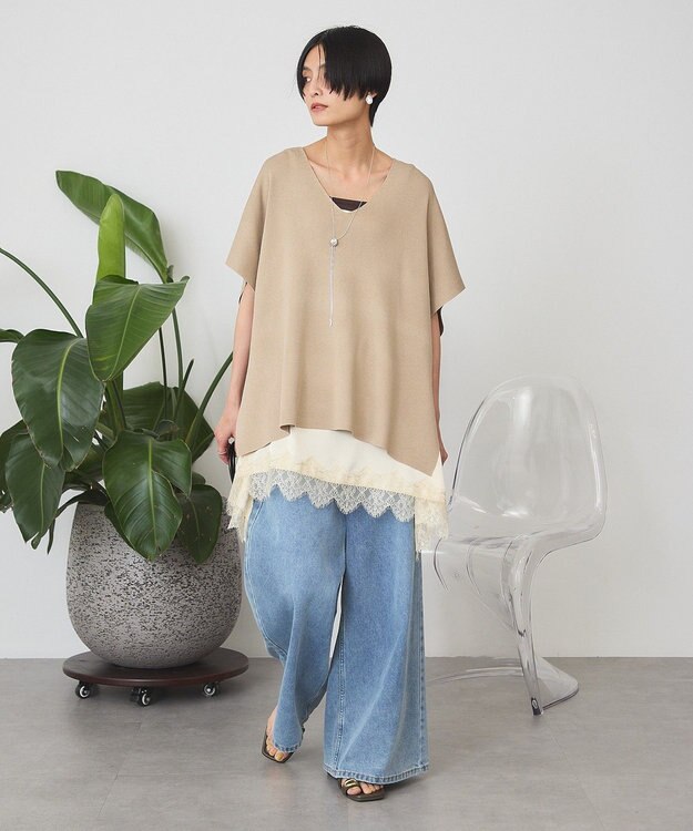 AMERICAN HOLIC Vネックニットベスト Beige
