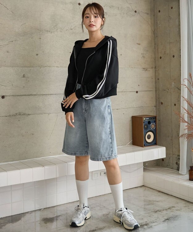 WEGO ショートジップパーカー ブラックその他