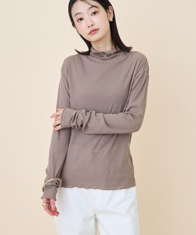 AMERICAN HOLIC シアーハイネックインナー Gray Beige