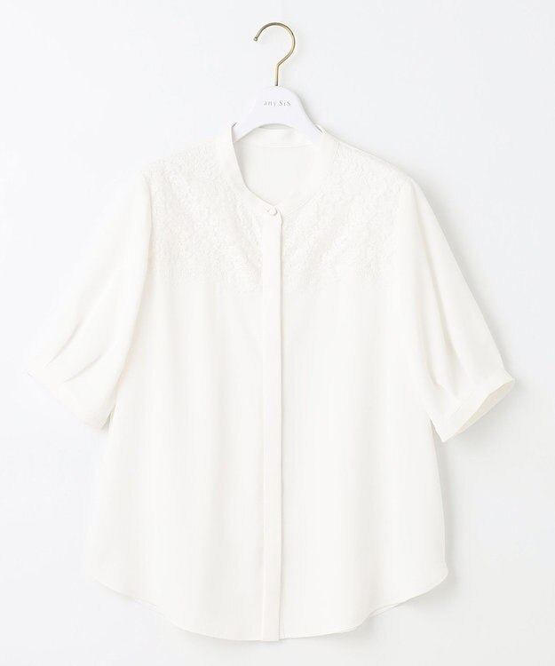 ANY SIS 【洗える】ヨークレース ブラウス オフホワイト