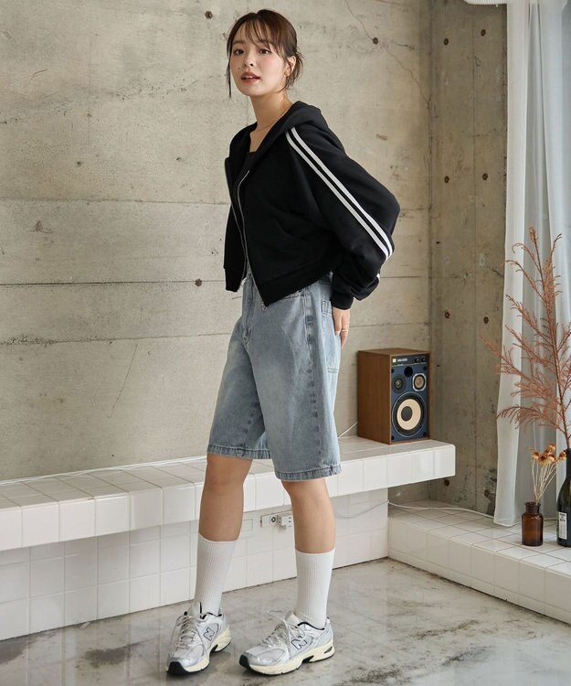 WEGO ショートジップパーカー ブラックその他