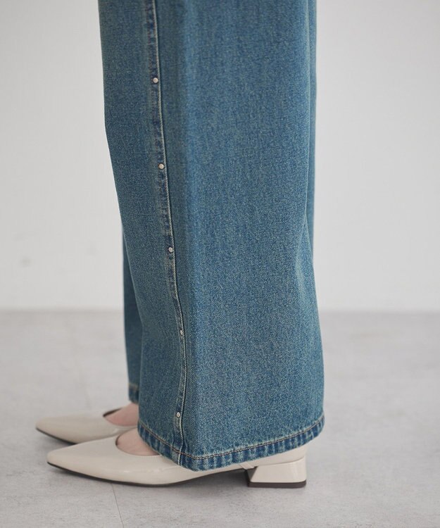 earth music&ecology スタッズデニムパンツ Medium Indigo
