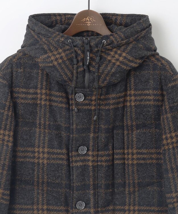 JOSEPH ABBOUD MOUNTAIN 【イタリア素材/ECOファー/9ポケット/ダウン】スライバーチェックダウン コート グレー系4