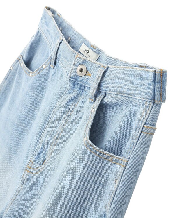 earth music&ecology スタッズデニムパンツ Light Indigo