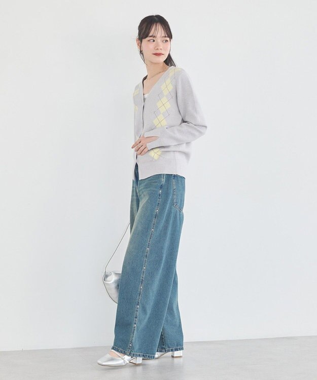 earth music&ecology スタッズデニムパンツ Medium Indigo