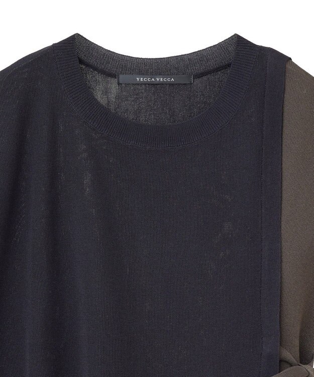 YECCA VECCA メッシュ編みレイヤードニット Green