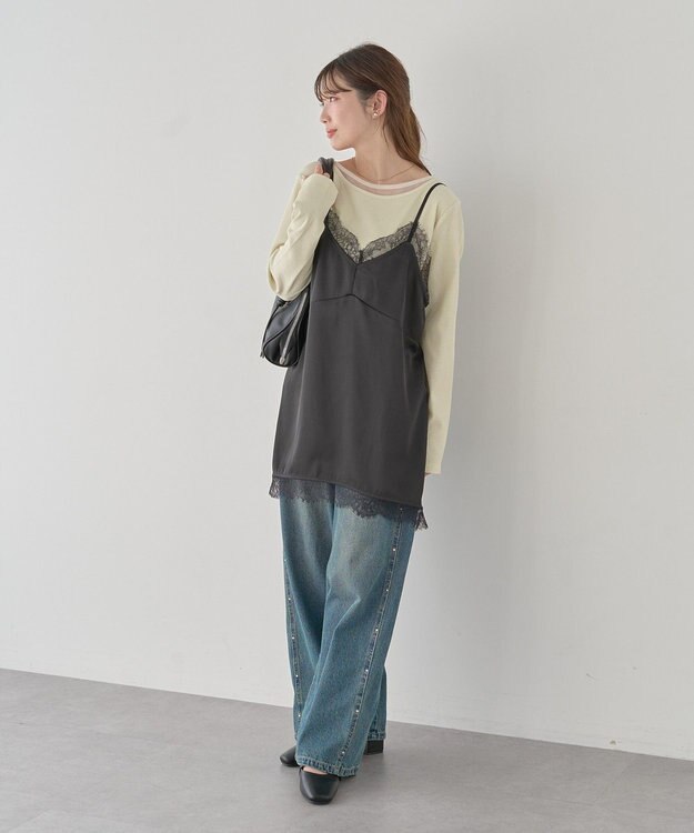 earth music&ecology スタッズデニムパンツ Medium Indigo