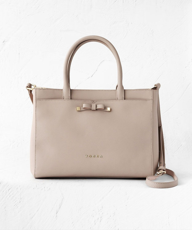 TOCCA 【WEB限定】PRIMULA PETAL LEATHERTOTE トートバッグ ベージュ系