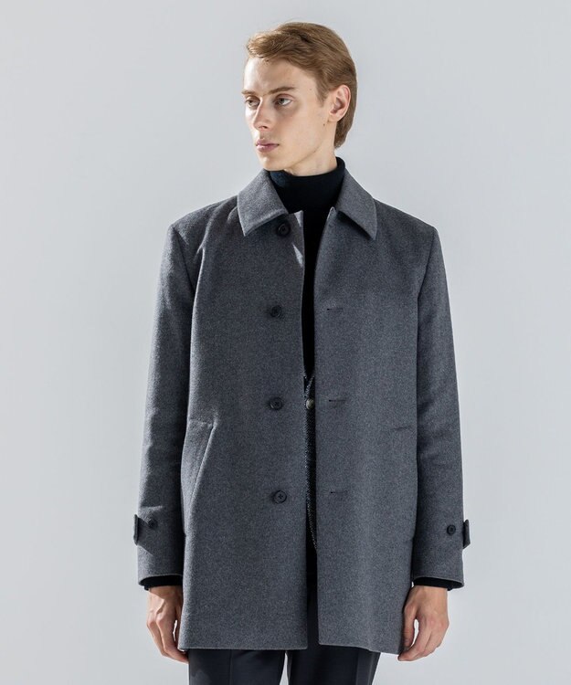 JOSEPH HOMME 【新素材】ライトウールシャギー　ステンカラーコート グレー系