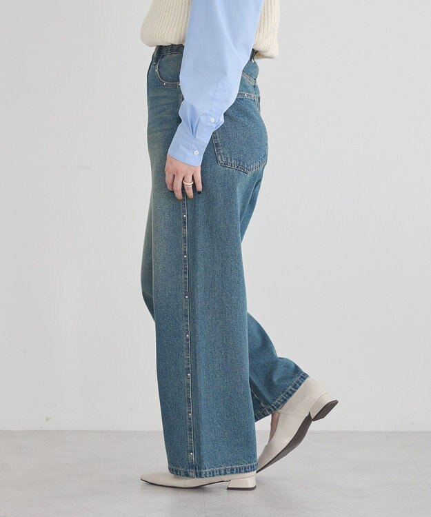 earth music&ecology スタッズデニムパンツ Medium Indigo