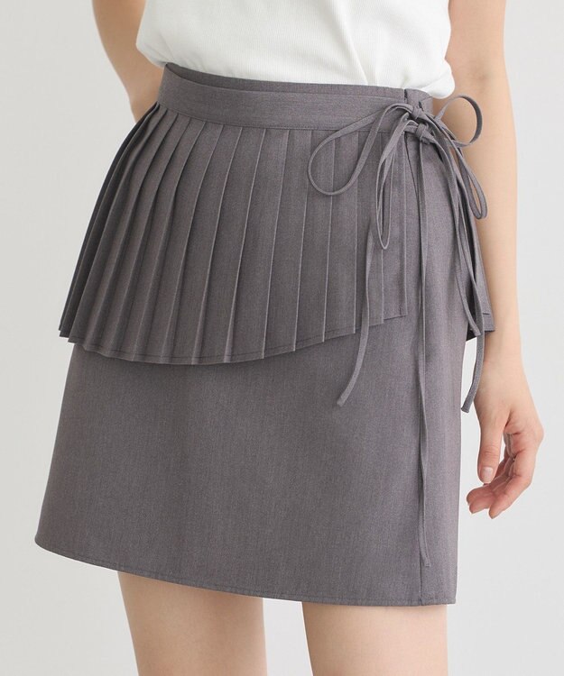 earth music&ecology ＳＥＴ２点プリーツラップスカート＋ミニスカート Gray