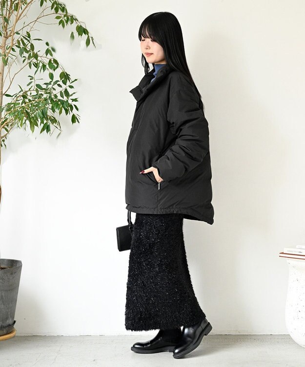 KWD 【日本製/高品質ダウン】DOWN PULLOVER グリーンダウン ダウンプルオーバー ブラック