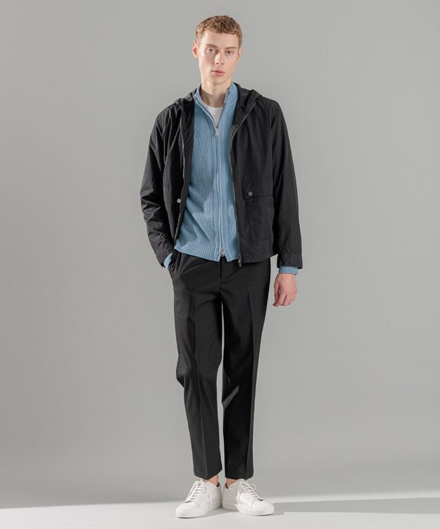 JOSEPH HOMME 新素材・新型【洗える/ストレッチ/ウエストゴム仕様】キャリーマンストレッチ ドロスト付ストレートパンツ / HOVE ブラック系